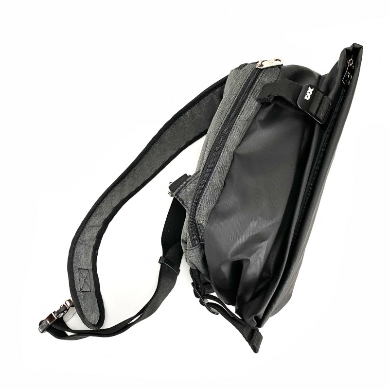 Мужская сумка слинг Mackar Edition через плечо серо-черная - 9 фото