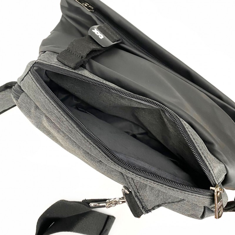 Чоловіча сумка слінг Mackar Edition через плече сіро-чорна - 10 фото