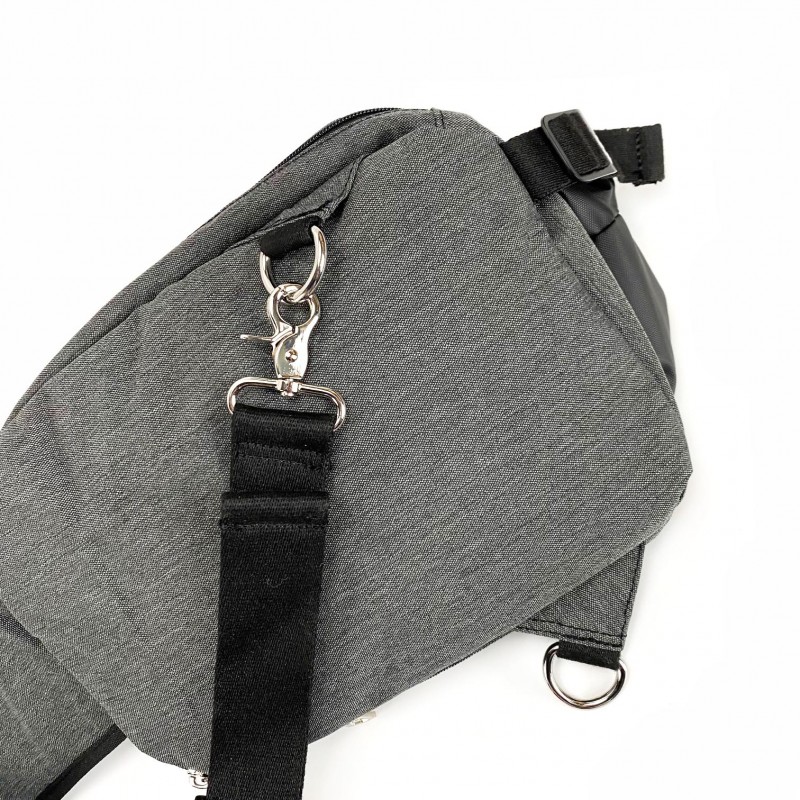 Мужская сумка слинг Mackar Edition через плечо серо-черная - 11 фото