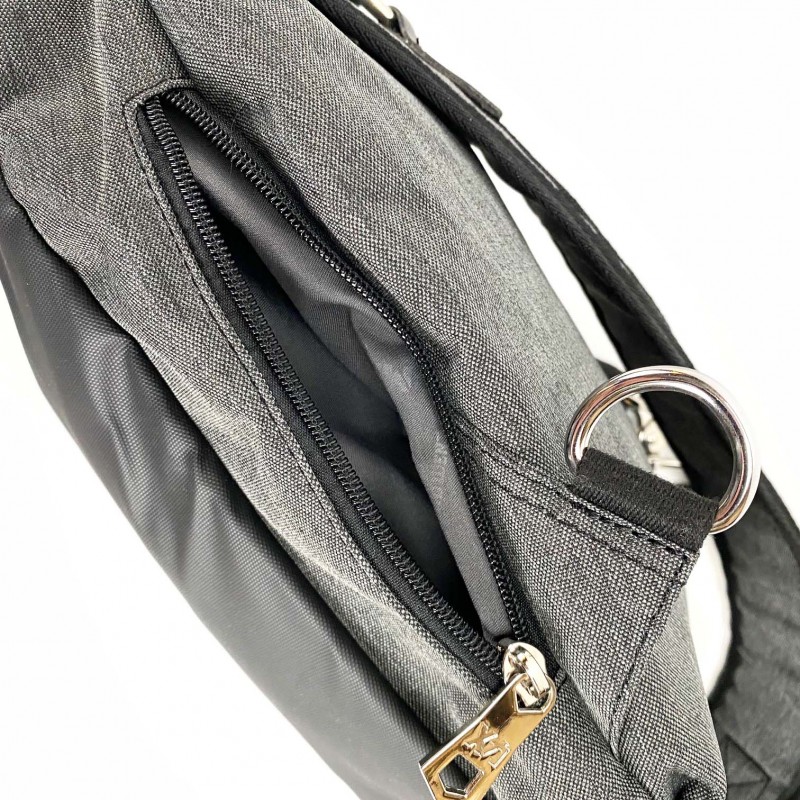 Мужская сумка слинг Mackar Edition через плечо серо-черная - 13 фото