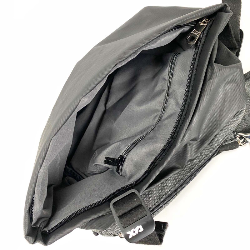 Мужская сумка слинг Mackar Edition через плечо серо-черная - 14 фото