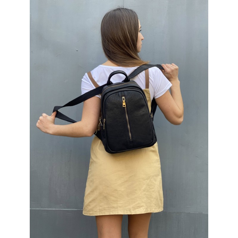 Жіночий шкіряний рюкзак Eliza чорний - 5 фото