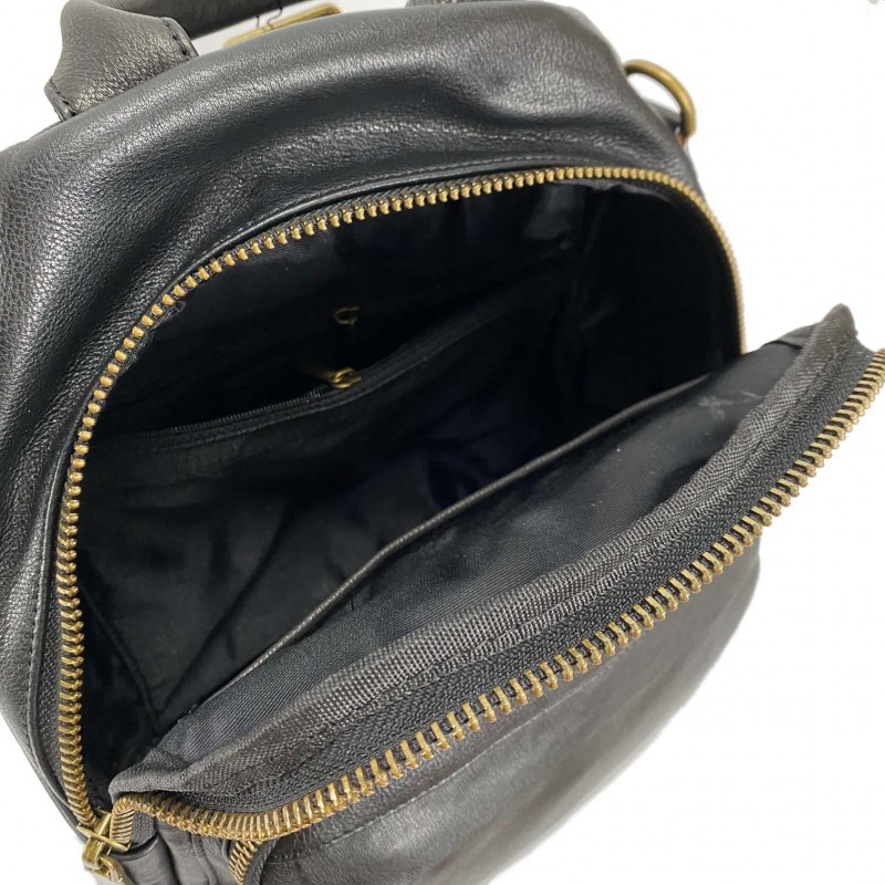 Жіночий шкіряний рюкзак Fiona чорний - 8 фото