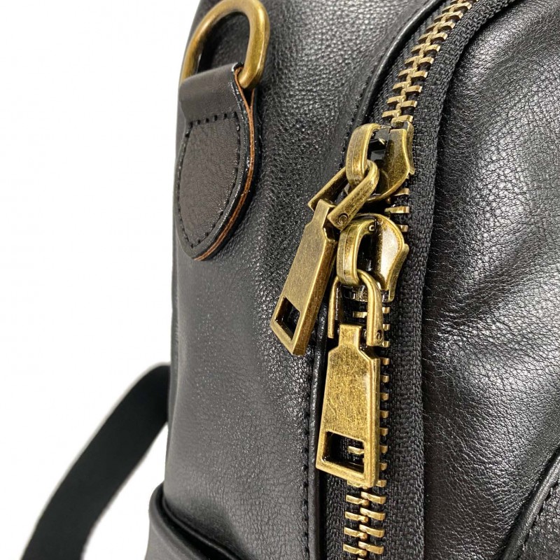 Жіночий шкіряний рюкзак Fiona чорний - 10 фото