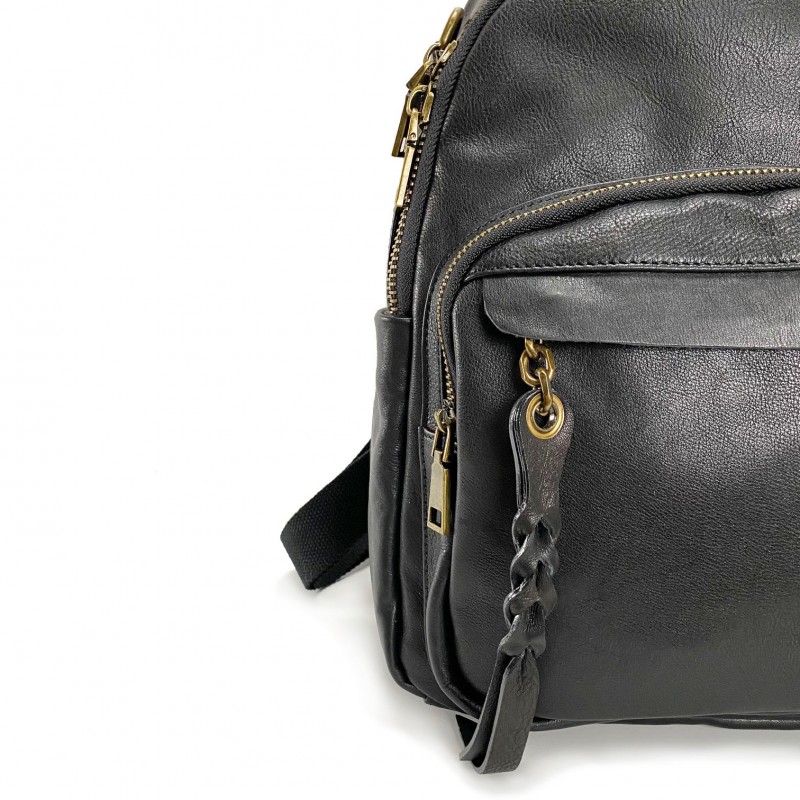 Жіночий шкіряний рюкзак Fiona чорний - 12 фото