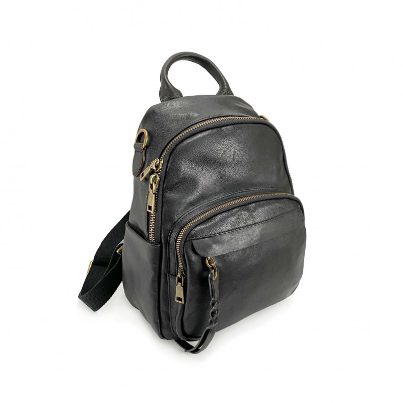 Жіночий шкіряний рюкзак Fiona чорний - 16 фото