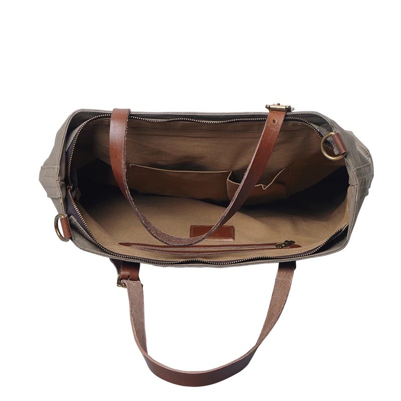 Женская городская сумка-тоут Carabo серо-коричневая - 6 фото
