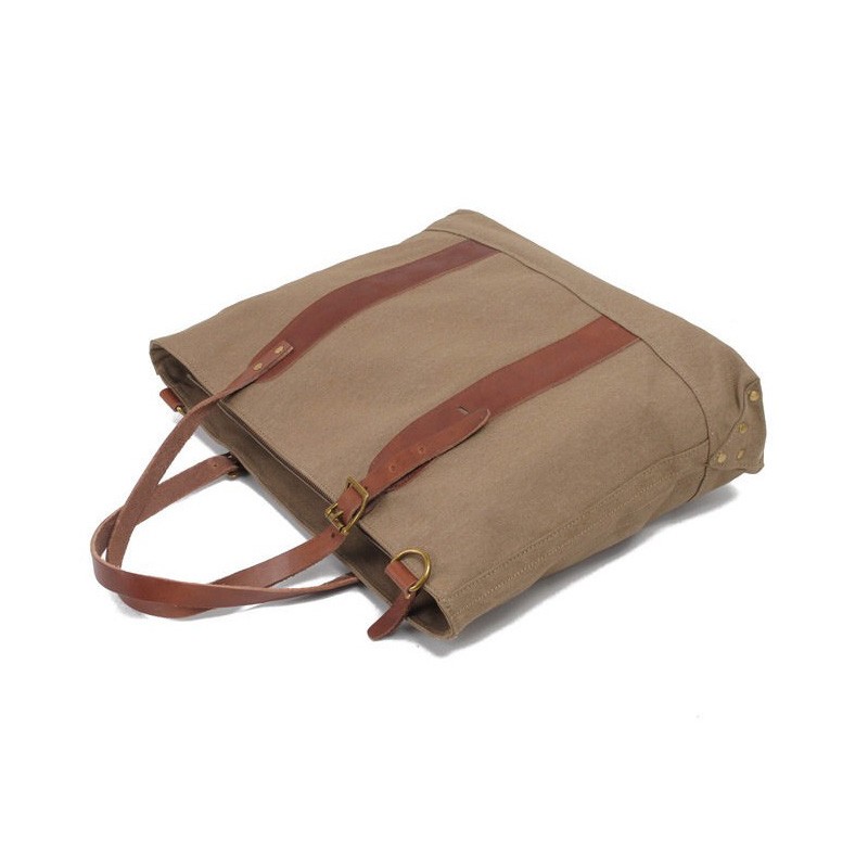 Женская городская сумка-тоут Carabo серо-коричневая - 10 фото