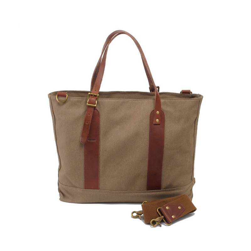 Женская городская сумка-тоут Carabo серо-коричневая - 12 фото