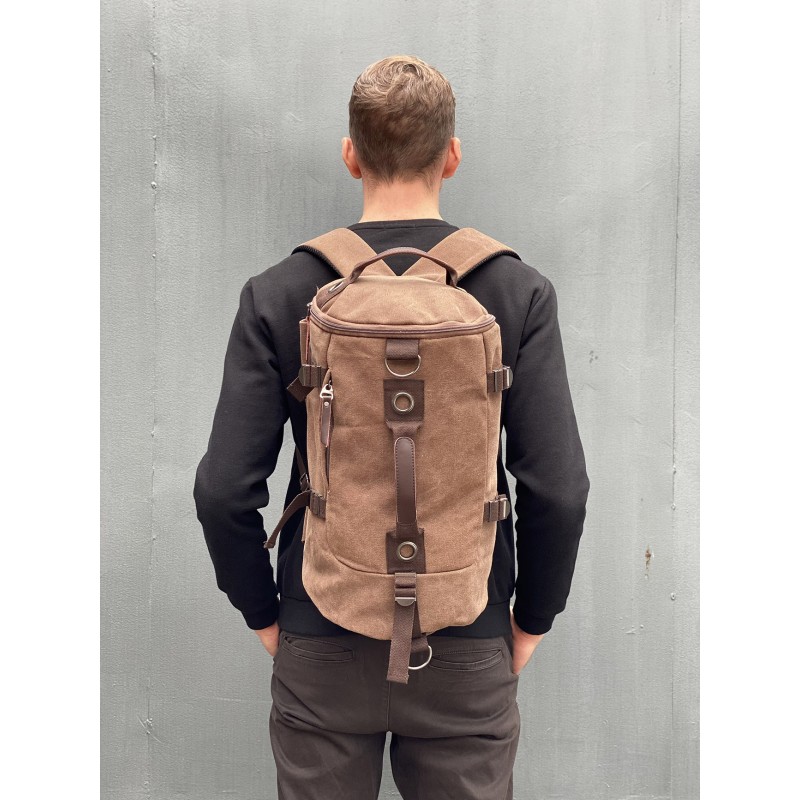 Чоловічий міський рюкзак-сумка Hunter коричневий - 4 фото