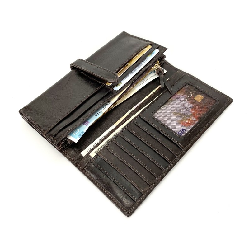 Жіночий шкіряний гаманець Laura темно-коричневий - 3 фото