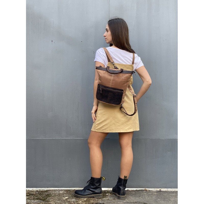 Женский рюкзак Casual way светло-коричневый - 3 фото