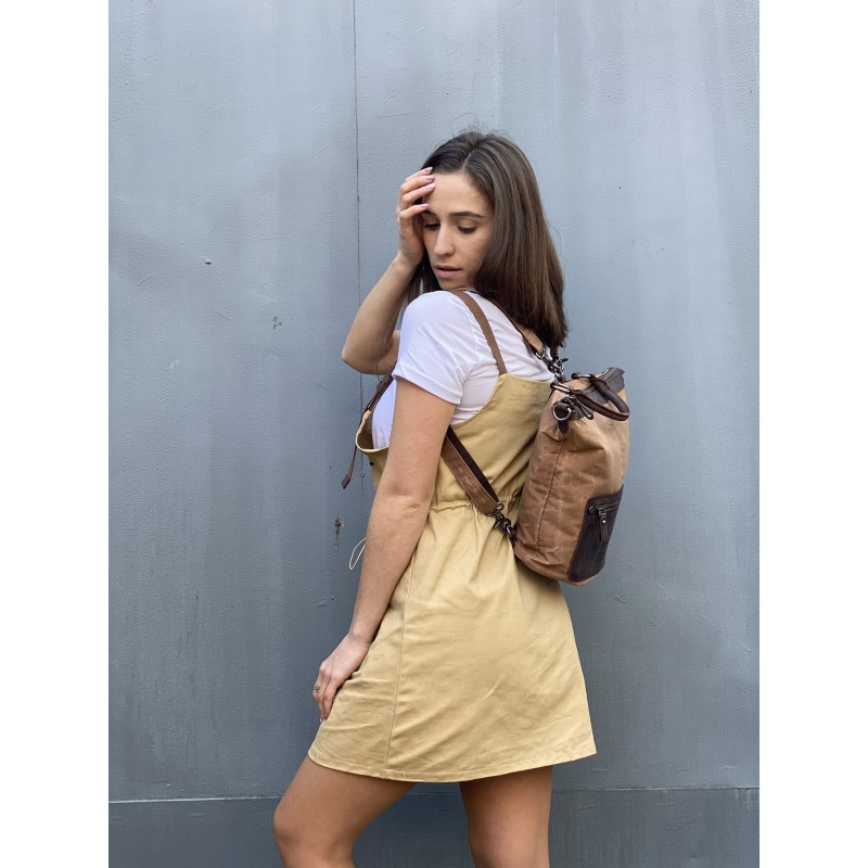 Жіночий рюкзак Casual way світло-коричневий - 4 фото
