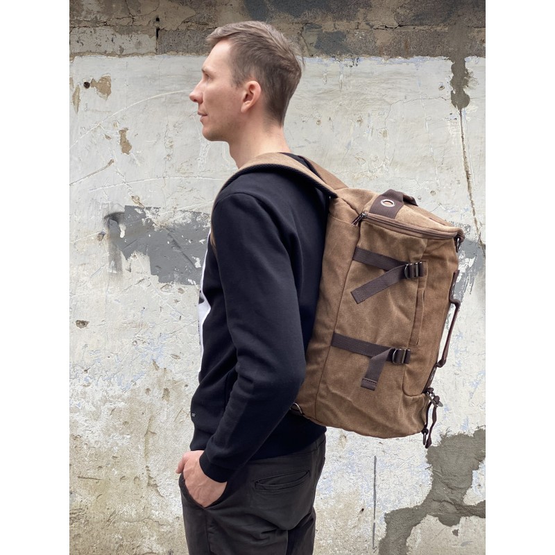 Мужской городской рюкзак-сумка Spywalk коричневый - 5 фото
