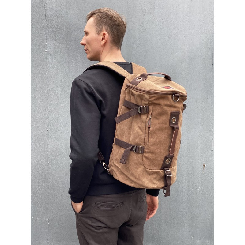 Чоловічий міський рюкзак-сумка Spywalk коричневий - 6 фото