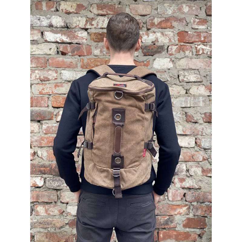 Чоловічий міський рюкзак-сумка Spywalk коричневий - 10 фото