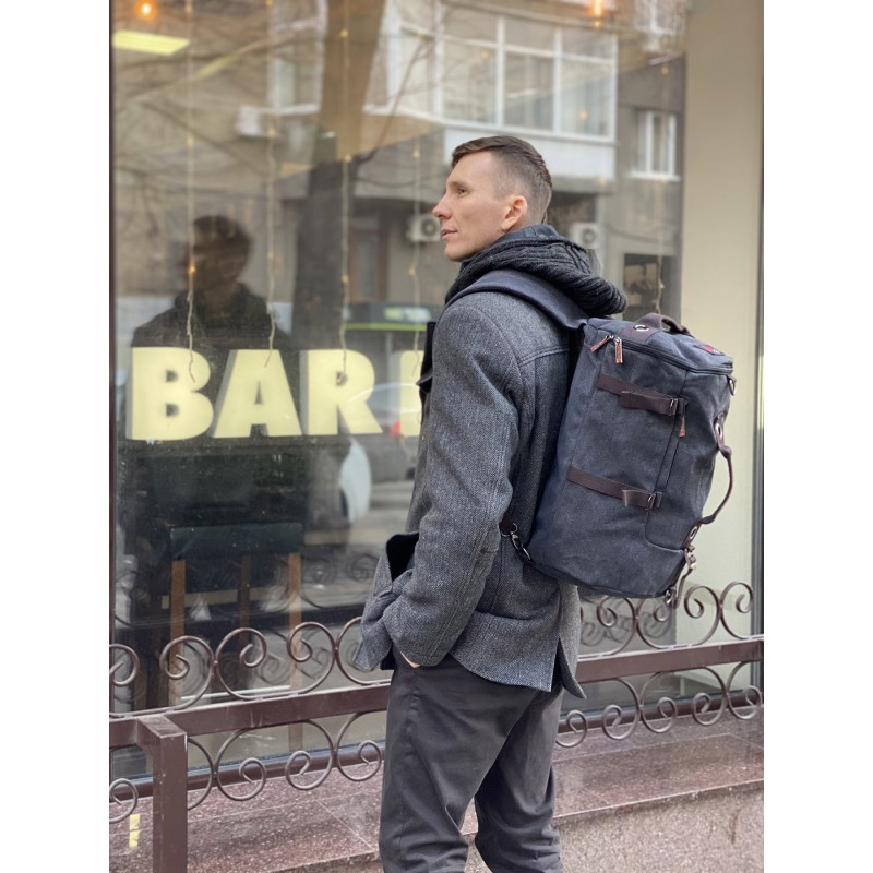 Чоловічий міський рюкзак-сумка Spywalk графіт - 3 фото