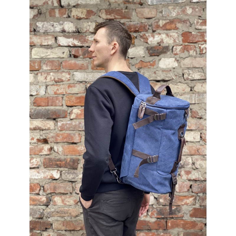 Мужской городской рюкзак-сумка Hunter синий - 4 фото