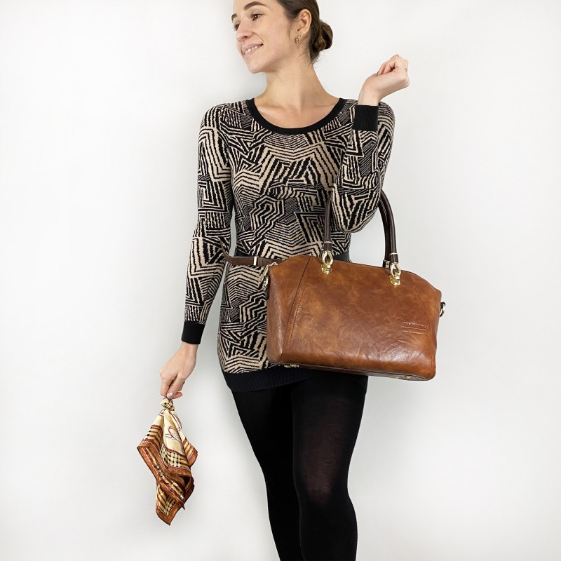 Жіноча класична сумка Isa Paulina DS коричнева - 4 фото