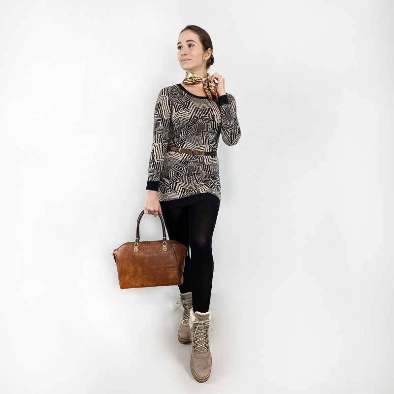 Женская классическая сумка Isa Paulina DS коричневая - 5 фото
