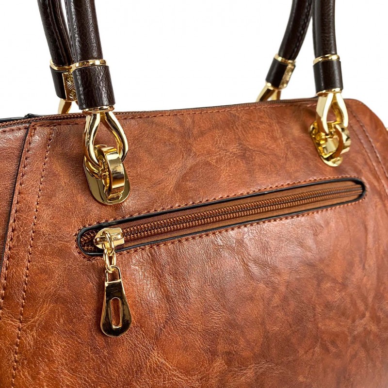 Жіноча класична сумка Isa Paulina DS коричнева - 7 фото