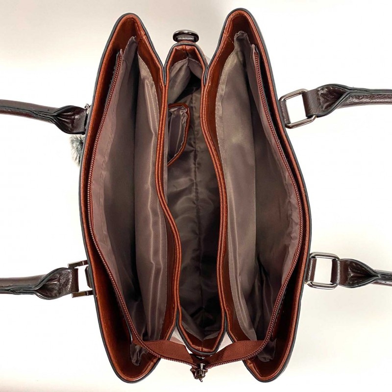 Жіноча класична сумка Isa Paulina SE коричнева - 10 фото