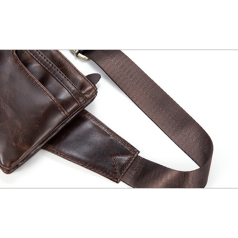 Кожаная сумка на пояс Harvey темно-коричневая - 10 фото