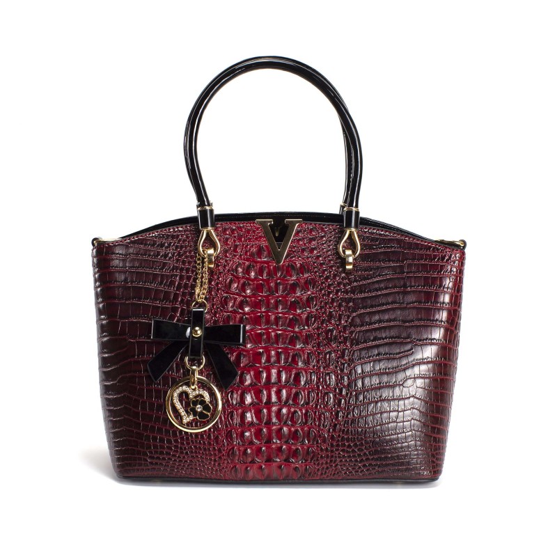 Женская классическая сумка Inessa бордовая - 5 фото