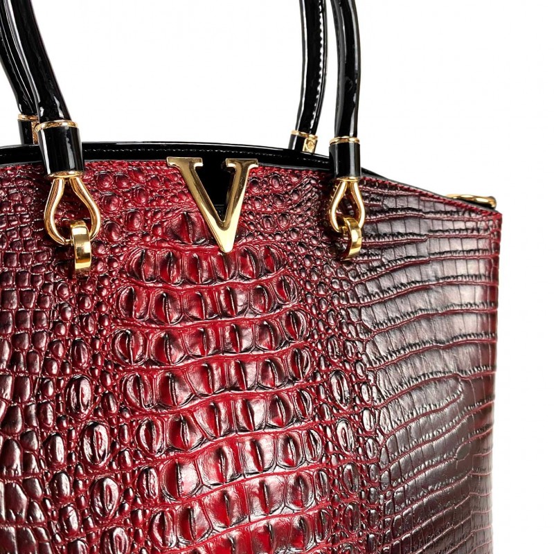 Женская классическая сумка Inessa бордовая - 6 фото