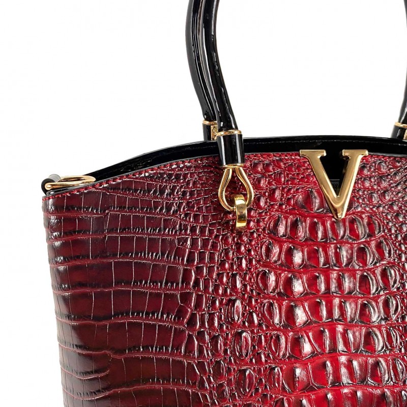 Женская классическая сумка Inessa бордовая - 7 фото
