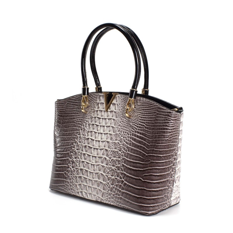 Женская классическая сумка Inessa серо-коричневая - 1 фото