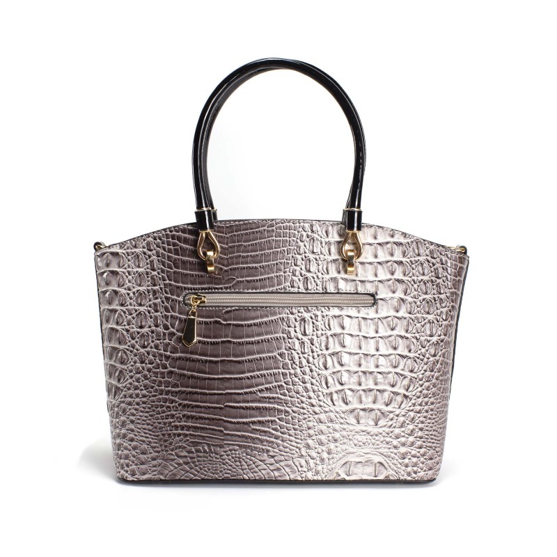 Женская классическая сумка Inessa серо-коричневая - 2 фото