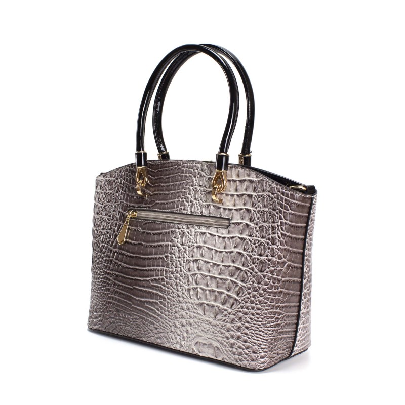 Женская классическая сумка Inessa серо-коричневая - 3 фото