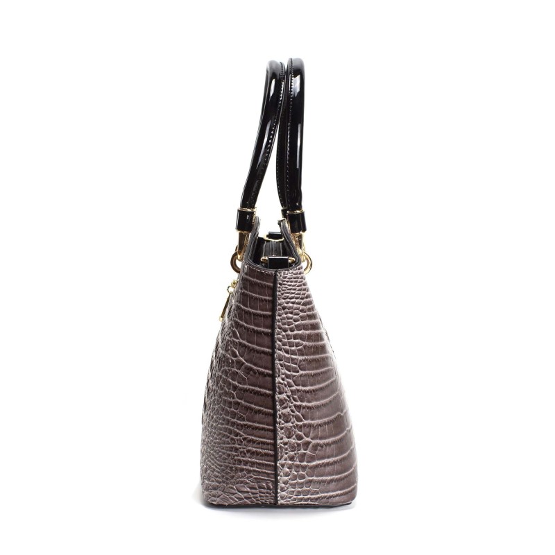 Женская классическая сумка Inessa серо-коричневая - 4 фото