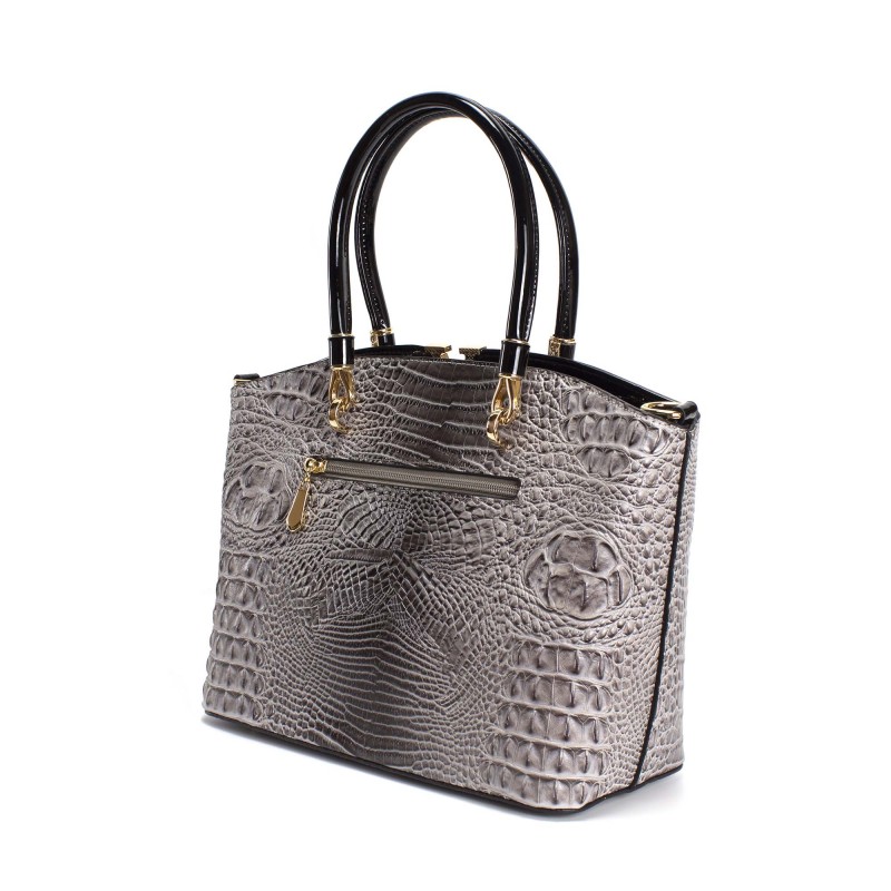 Женская классическая сумка Inessa серо-черная - 6 фото
