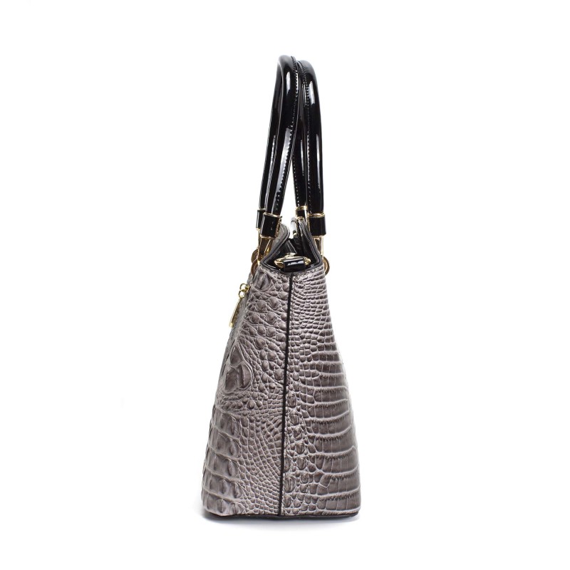 Женская классическая сумка Inessa серо-черная - 7 фото