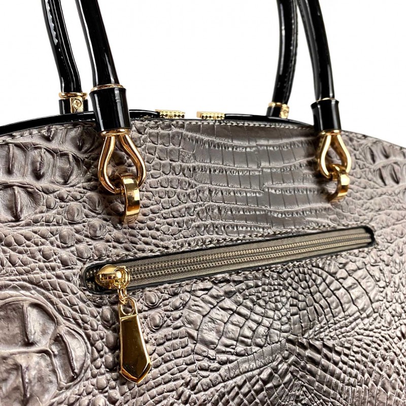 Жіноча класична сумка Inessa сіро-чорна - 12 фото