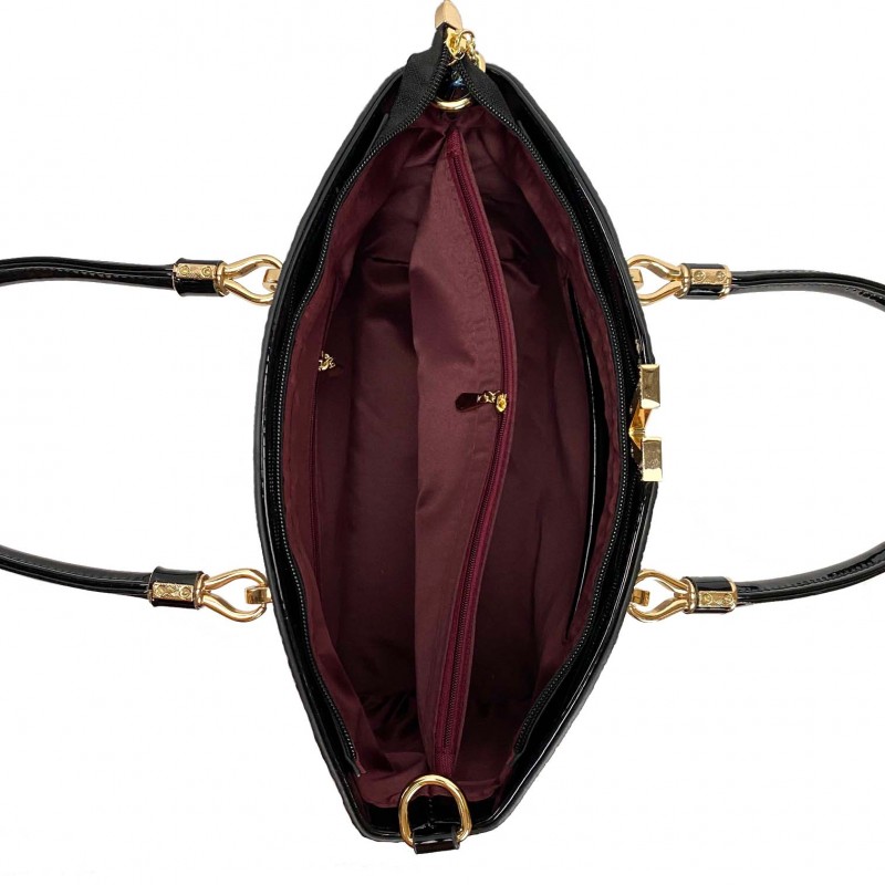 Женская классическая сумка Inessa серо-черная - 14 фото