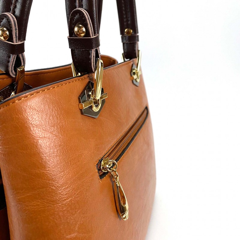 Жіноча класична сумка Miranda світло-коричнева - 7 фото