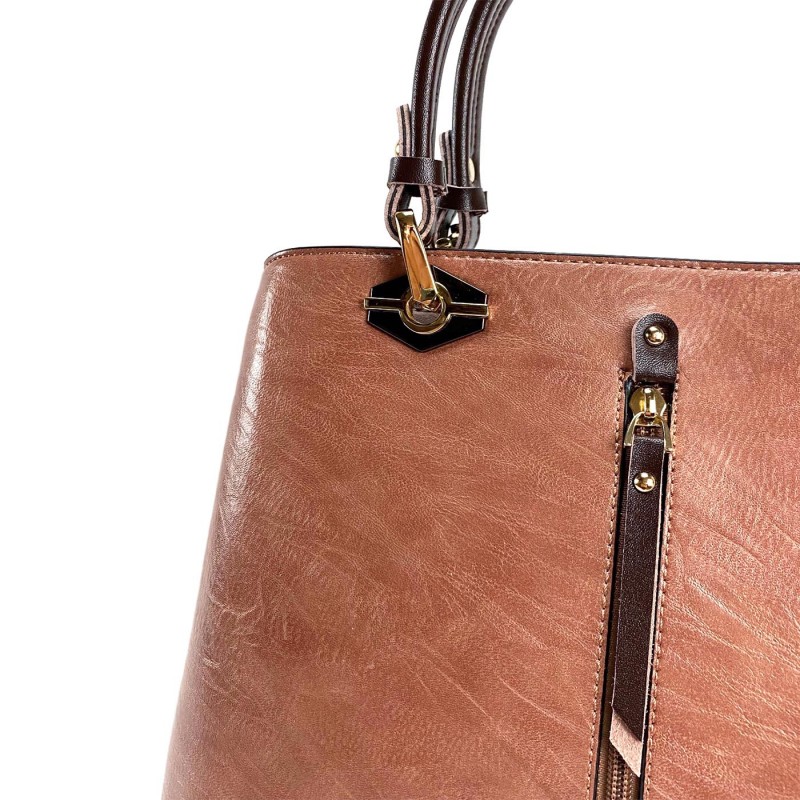 Жіноча класична сумка Miranda персикова - 5 фото
