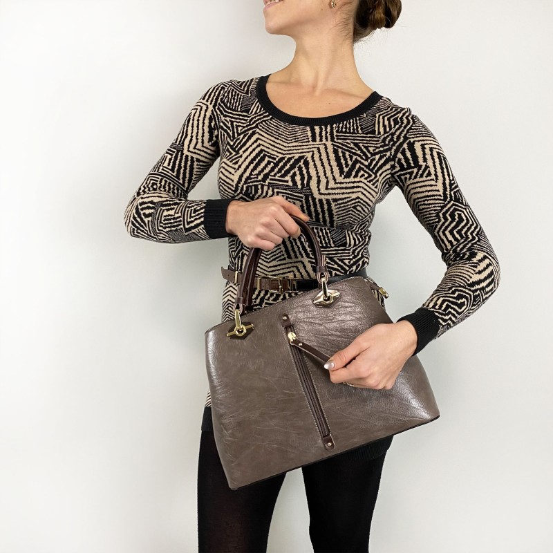 Жіноча класична сумка Miranda сіро-коричнева - 1 фото