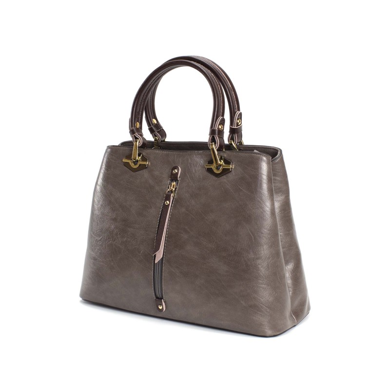 Женская классическая сумка Miranda серо-коричневая - 2 фото