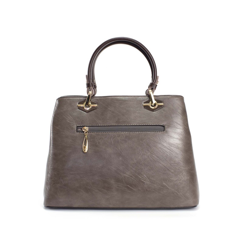 Женская классическая сумка Miranda серо-коричневая - 3 фото