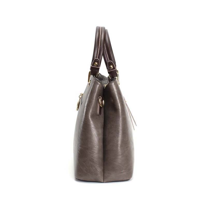 Женская классическая сумка Miranda серо-коричневая - 4 фото