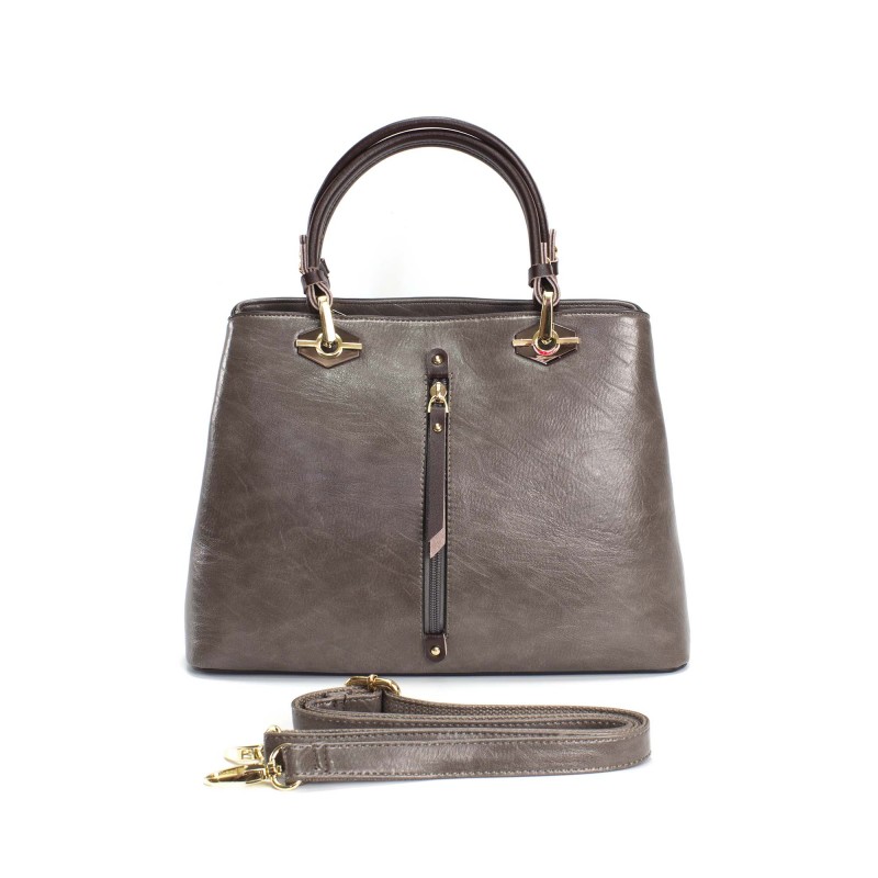 Женская классическая сумка Miranda серо-коричневая - 5 фото