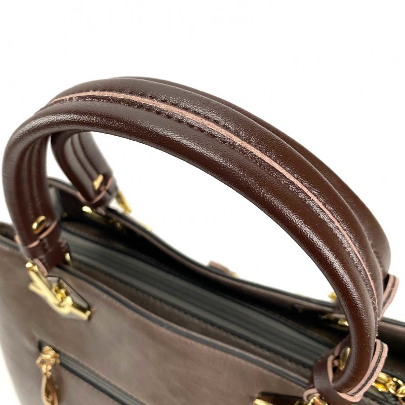 Женская классическая сумка Miranda серо-коричневая - 10 фото