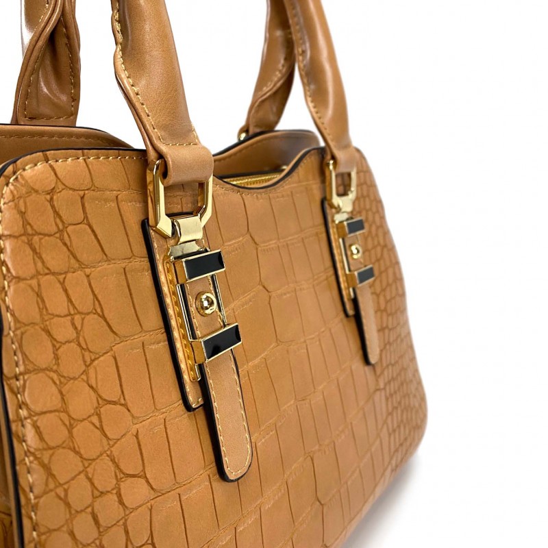 Женская классическая сумка Elly светло-коричневая - 4 фото
