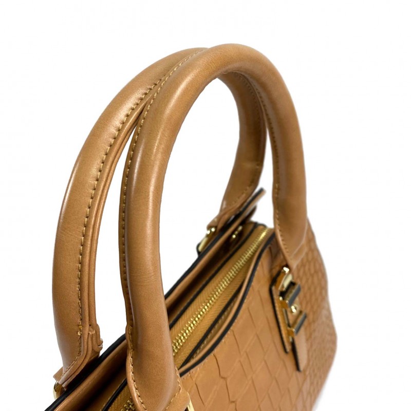 Женская классическая сумка Elly светло-коричневая - 6 фото