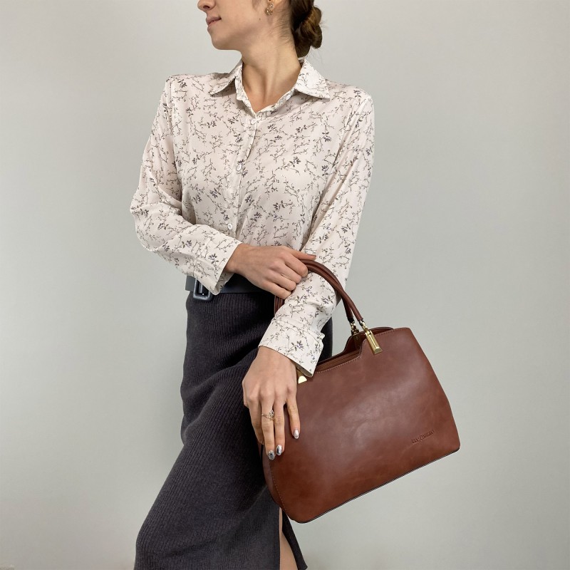 Женская классическая сумка Isa Paulina Fly коричневая - 5 фото