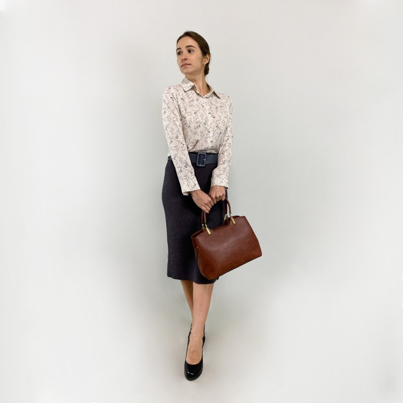 Женская классическая сумка Isa Paulina Fly коричневая - 6 фото